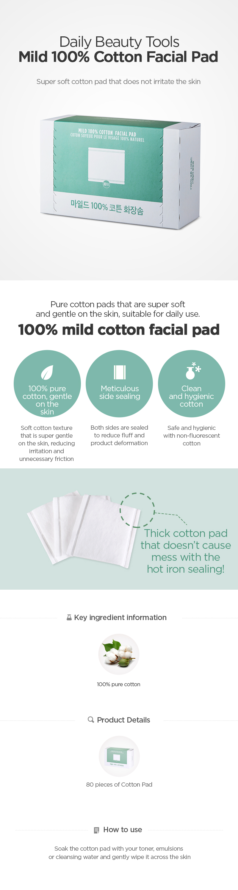 Mild 100% Cotton Facial Pad