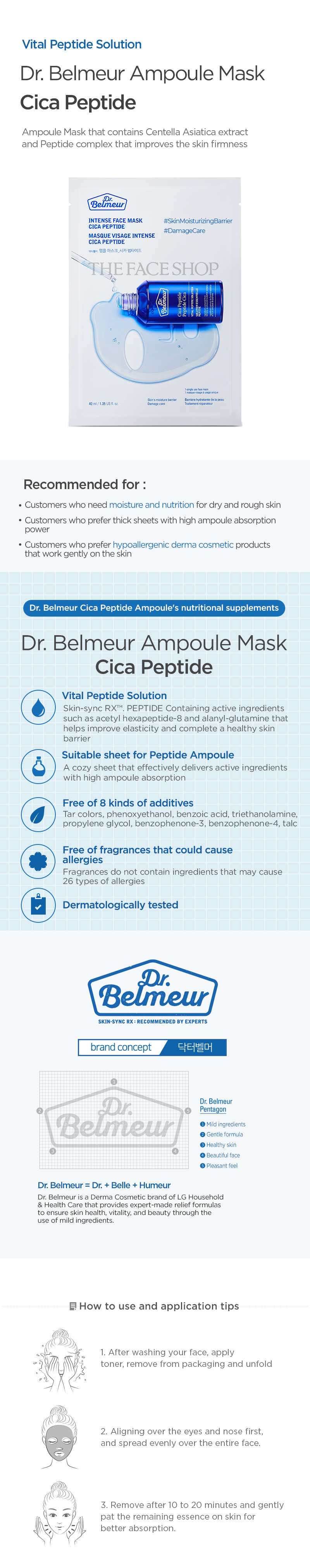 Dr Belmeur Intense Sheet Mask Cica Peptide