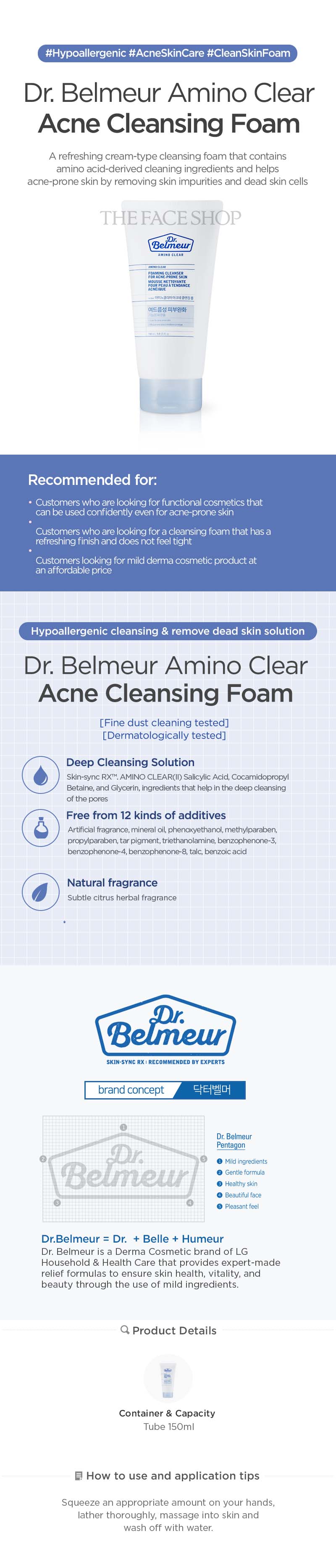 Dr Belmeur Amino Clear Foaming Cleanser For Acne Prone Skin