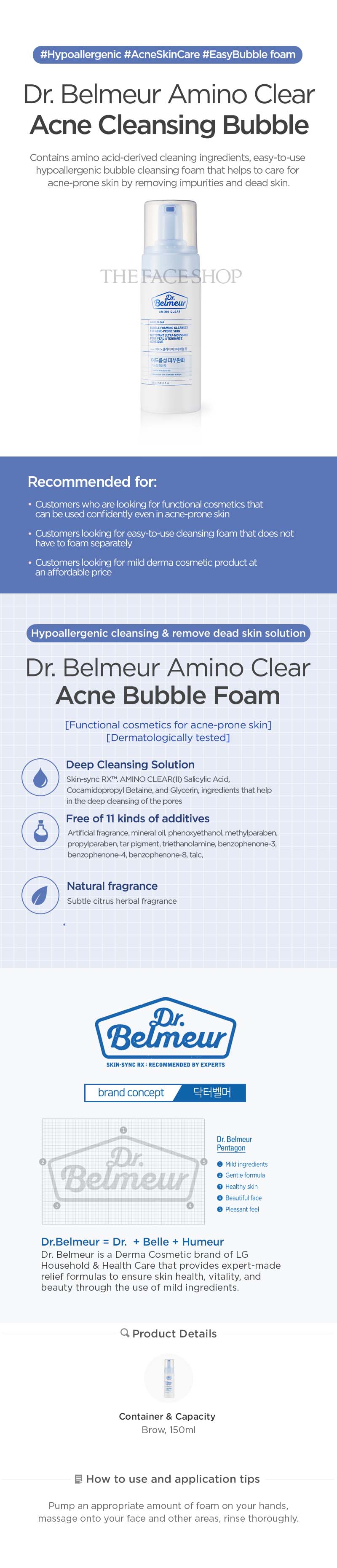 Dr Belmeur Amino Clear Bubble Foaming Cleanser for Acne Prone Sk